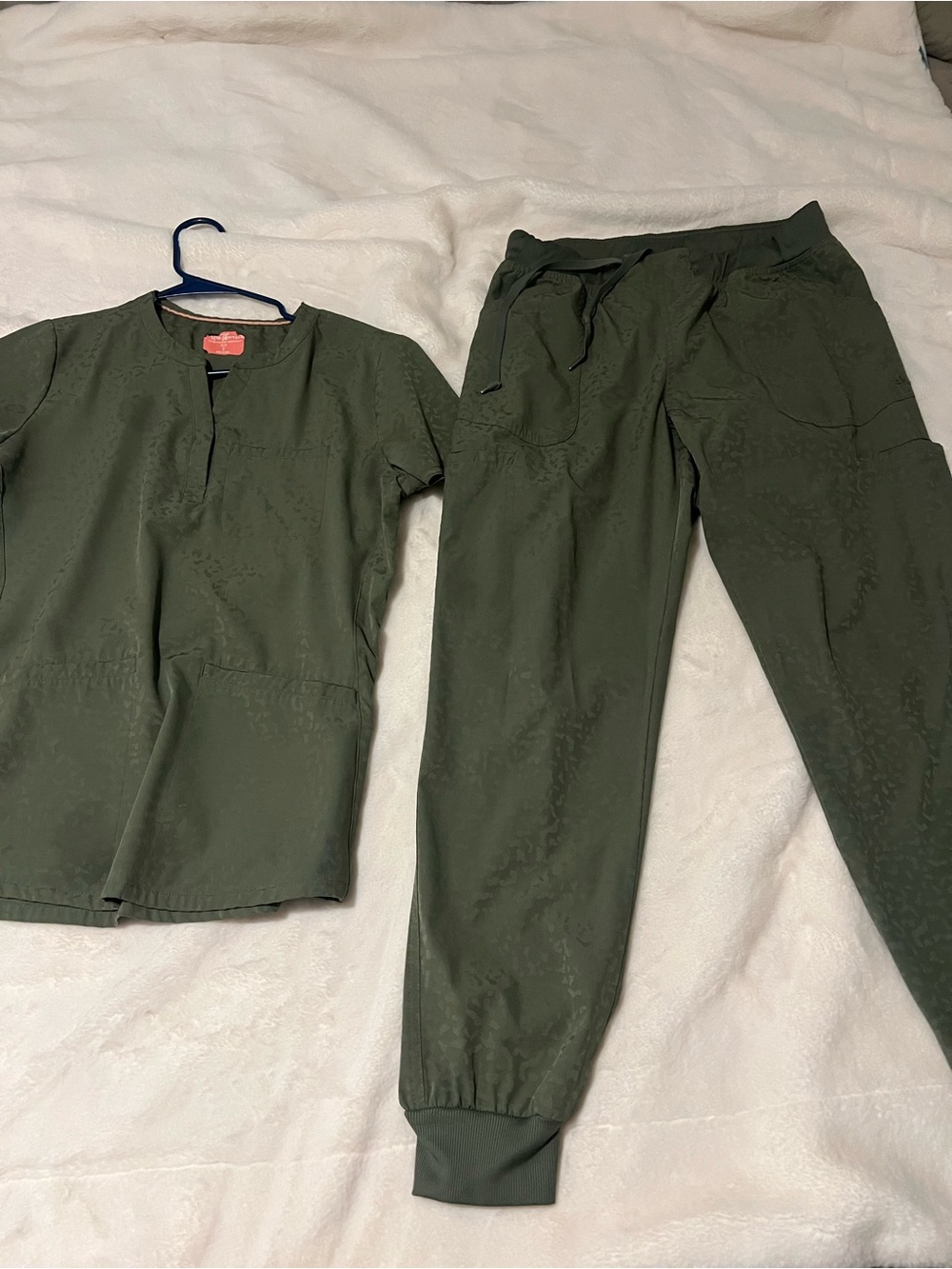 Olive Green Drawstring Jogger Scrub Pants - Utility Style